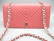 Chanel Pink Lambskin Leather Long Bag Wallet