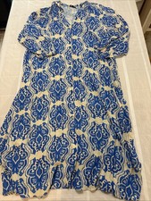Zara Medallion Print Button Down Tunic Kaftan Maxi Long Sleeve Dress XXL