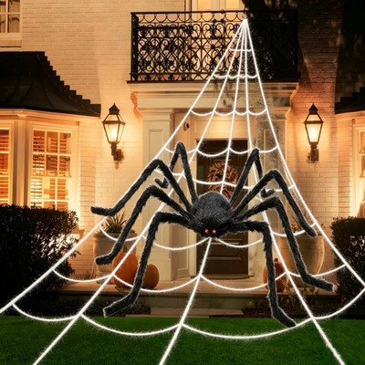196*185 in Triangular web and spider 58 in, Black Spider White Web