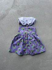 Vintage 90s Gymboree Rainbow Tag Cotton Sun Dress Purple Floral Print Fits 4-5T