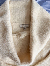 francesca's Ivory Solid Off-the-Shoulder Knit Pullover Sweater Wide Collar L
