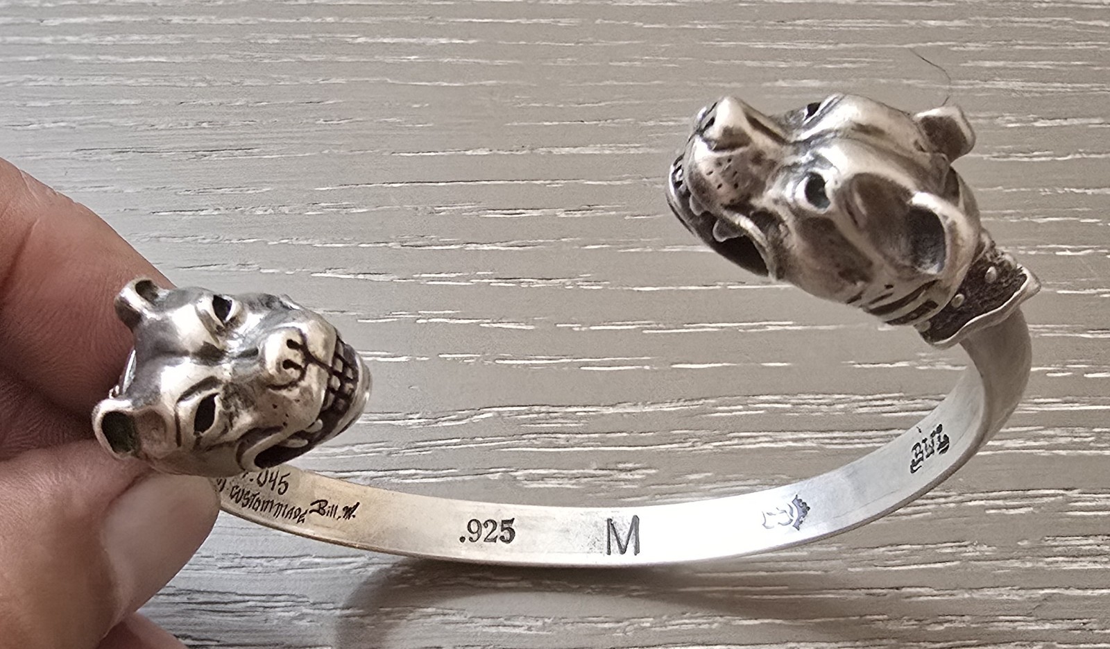 Bill Wall Leather BWL Custom Dog Head Sterling Silver… - Gem