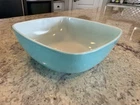VINTAGE PYREX BLUE TURQUOISE SQUARE 2 1/2 Qt CHIP BOWL DISH #025 MID CENTURY 9x9