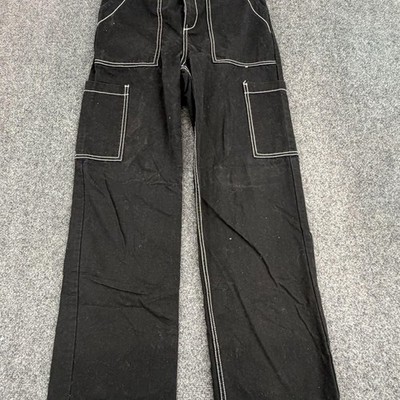 H&M Divided Cargo Trousers US 2 Black Contrast Stitch