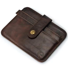 Mens Leather Minimalist Small Wallet Credit Card Slots Holder Front Back Pockets
