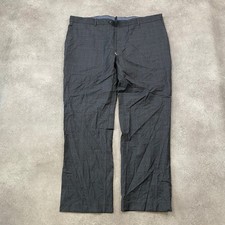 Tommy Hilfiger Trousers Mens 42" Wool Blend Check Straight Dress Pants, Grey