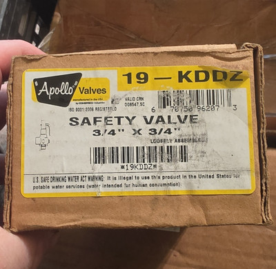 Apollo Valves 19-KDDZ 3/4'' x 3/4'' Brass Safety Relief Valve 215 PSIG Manual