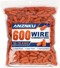 600 PCS Orange Wire Connectors Nuts, AWG 18-16 Wire Caps Electri Color: Orange