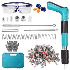 Powerful Concrete Nail Gun Air Nail Nailer Wall Fastening Tool+100PC Round Nails