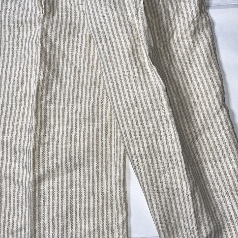 Pantalones de vestir de lino a rayas de pierna ancha Karen Kane usados para mujer (talla 14) Foto 3 de 4