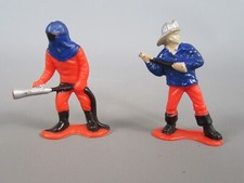 B721 Vintage Personaggio Lotto 2 Pompieri Divisa Luce Giocattolo Plastica H