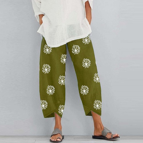 Womens Casual Cotton Linen Baggy Harem Pants Ladies Summer Trousers Plus Size - Picture 12 of 15