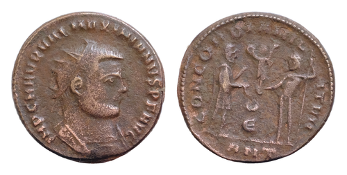 Maximianus AD 284-305. Antoninianus Æ20mm. 3,2g. CONCORDIA MILITVM Antioch