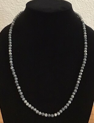 VTG. Natural Stone BeadNecklace Blacks Grays & Whites Goes On Over Head Pretty
