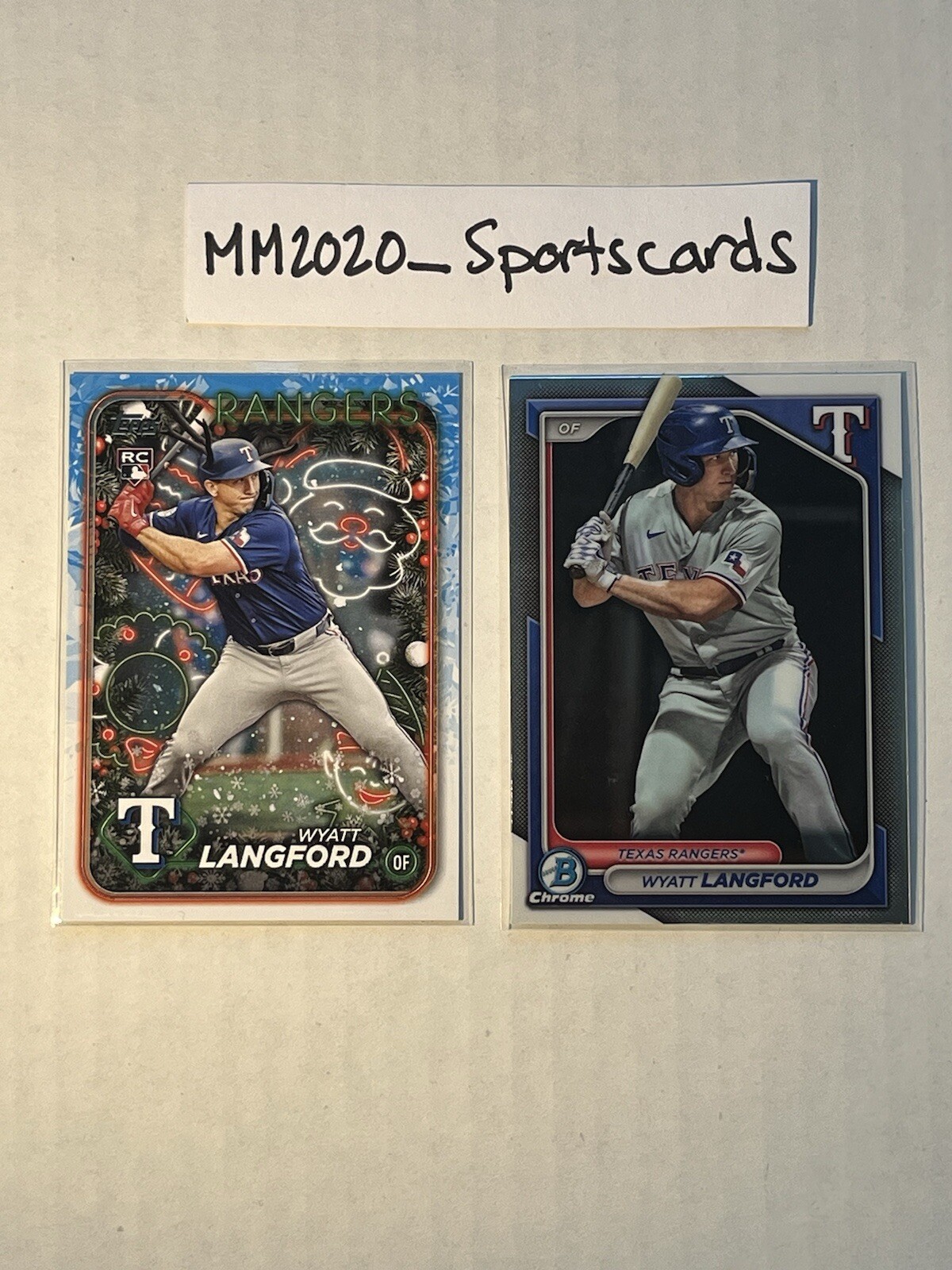 Wyatt Langford 2024 Topps Holiday IMAGE VARIATION SP Rookie RC & Bowman Chrome