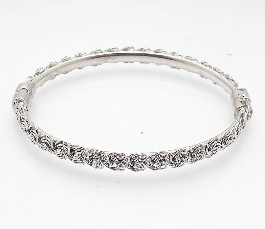 Technibond Framed Hinged Rosette Bangle Bracelet Anti-Tarnish