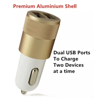 Mini Metal Dual USB Aluminium Alloy Car Cigarette Lighter Adapter Charger