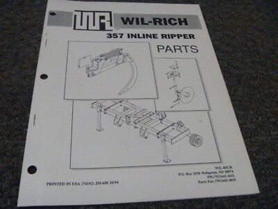 WR Wil-Rich 357 Inline Ripper Parts Catalog Manual xz
