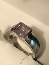 Sterling Silver 925 Pink Glass Ring