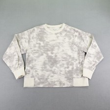 Athleta Sweatshirt Women Large Gray White Camo Crewneck Pullover Sweater Gym
