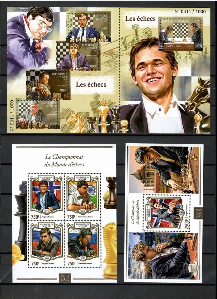 CHESS - Pt. 3 / countries M-S / collection 58 souvenir sheets MNH #CNA320 - Image 2 of 4