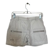 Vintage Polo Jeans Ralph Lauren 67 Front Zip Shorts Womens Size 2 Khaki