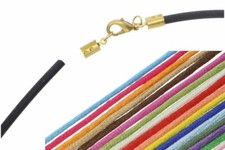 Gold matt - Roma Seidenband Halskette 3mm Farbauswahl - VS189 Karabiner 38-100c