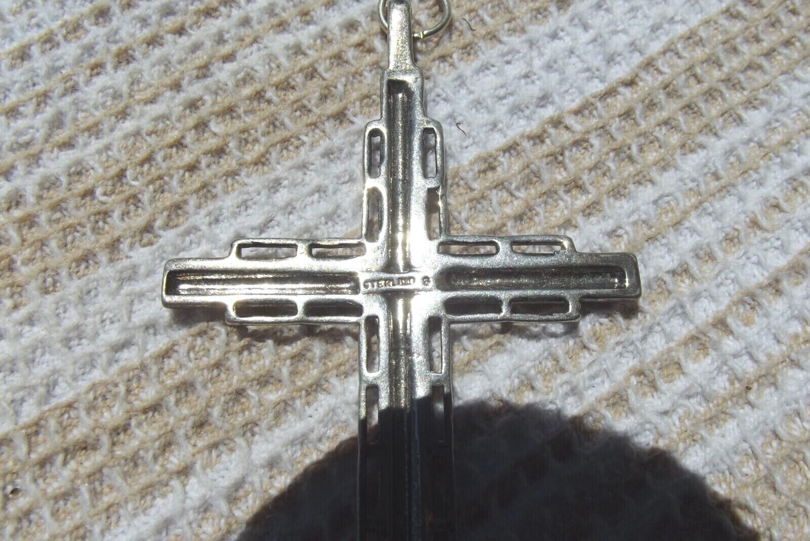 Large Christian Cross Pendant MCM Art Deco Sterling Silver 3.25"-1 7/8" 10 Grams