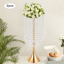 2 Pcs Crystal Flower Vase Stand Wedding Centerpieces Metal Flowers Rack Holder