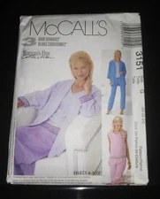 Mccalls Sewing Pattern 3151 Misses Ladies Jacket Top Pants Size 20-22-24 Uncut