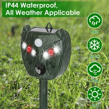 Ultrasonic Animal Repeller Solar Powered, Cat Repellent with Motion Detection