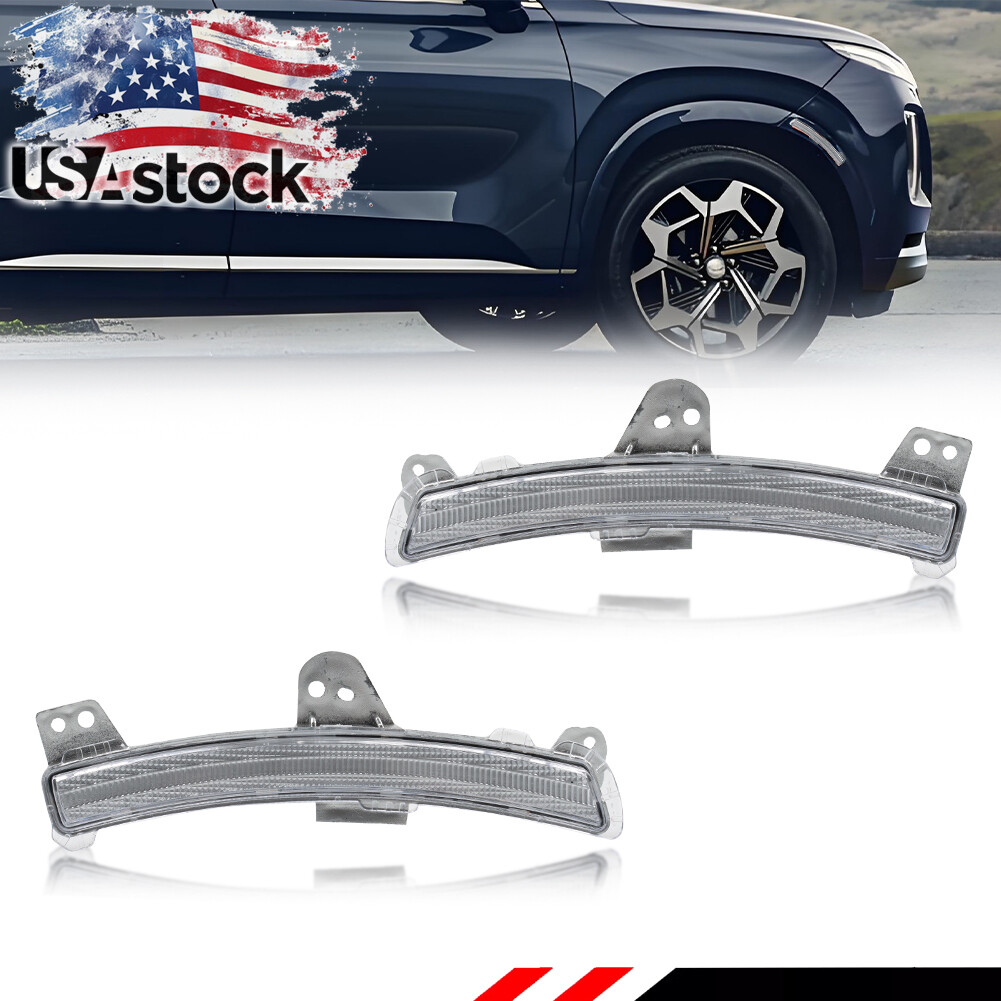 2X Clear Lens Front Side Marker Reflectors Lights For 2020-2022 Hyundai Palisade
