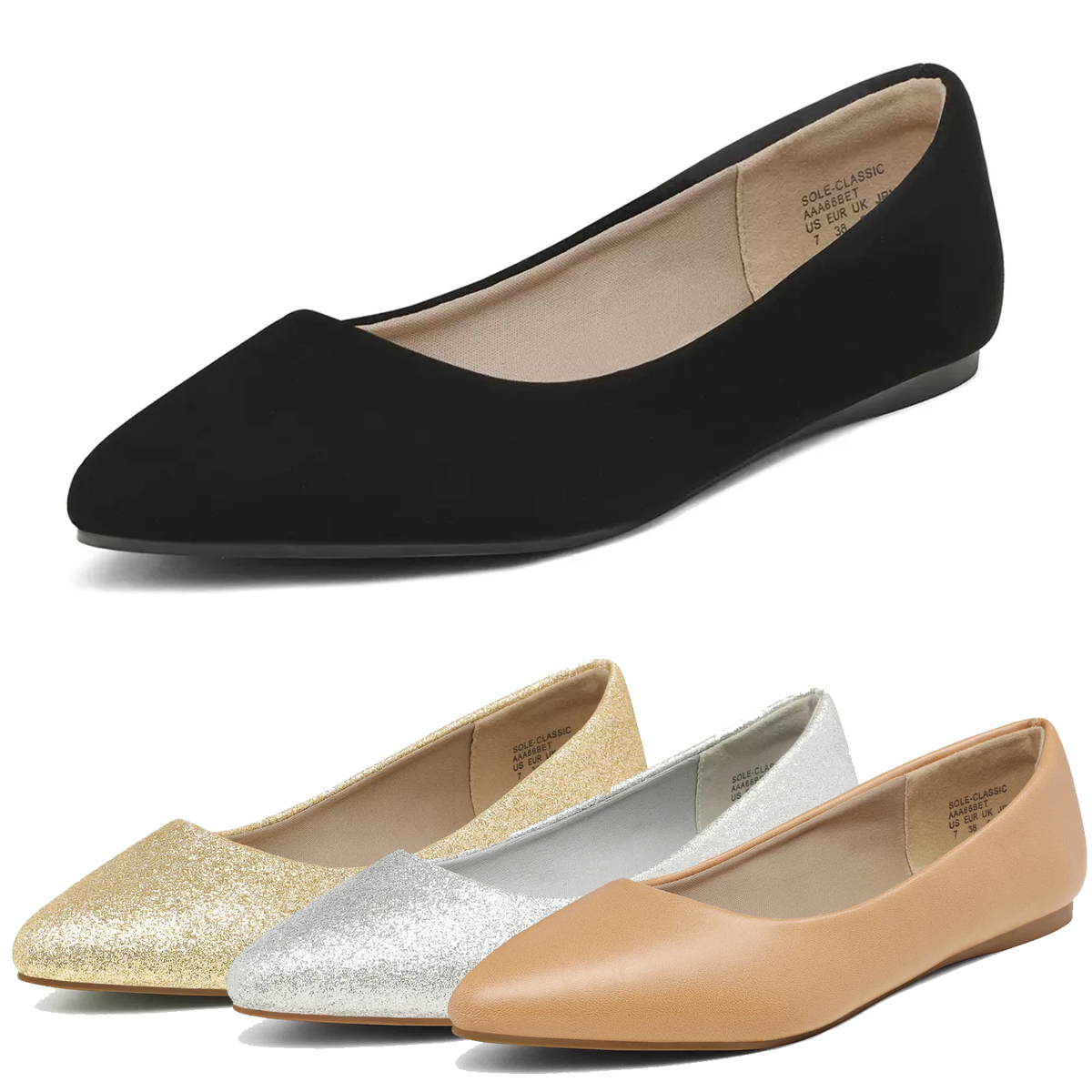 Women Slip on Ballet Flats Pointed Toe Comfortable Dress Flats Shoes Size US
