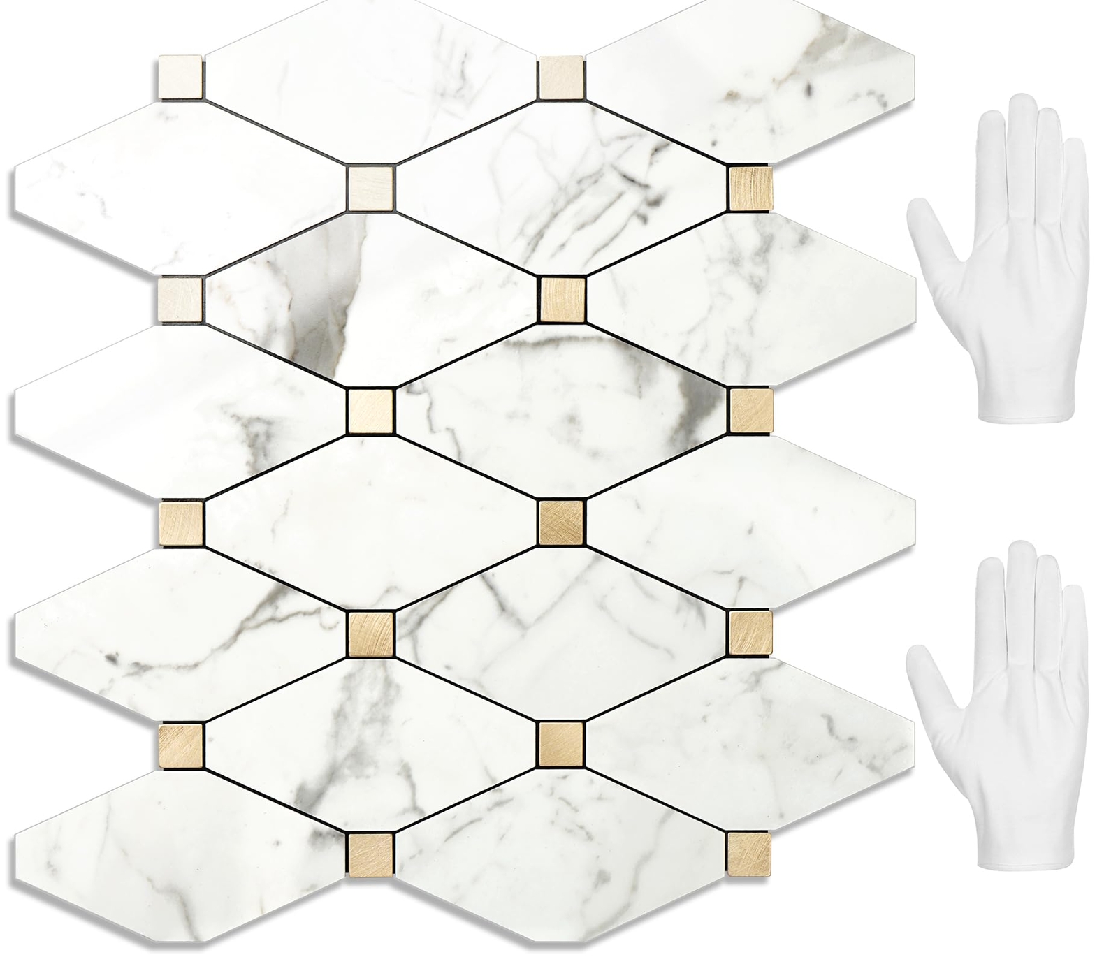 STICKGOO 10-Sheet Peel and Stick Mosaic Backsplash in Carrara White