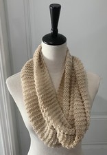 Handmade Beige Cream Infinity Scarf Open Knit Cottage Boho Ombr  Neckwarmer