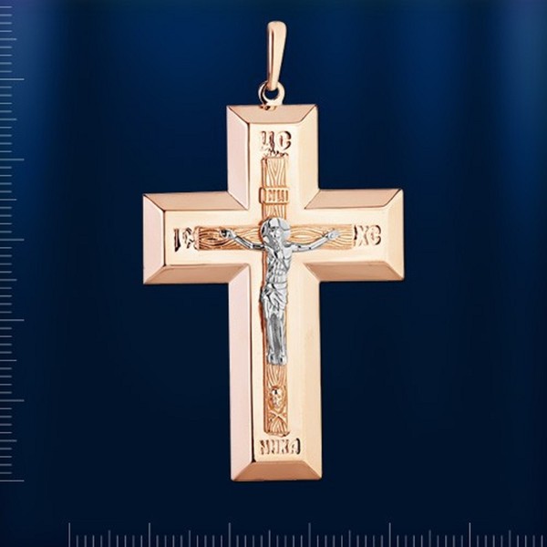 Kreuz AnhäNger Russische Rose Rotgold 585 Bicolor Neu GläNzend 55Mm-image