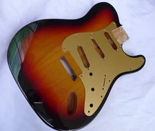 Tele Strat Hybird Body 3 pcs Alder With Gold Aluminium Pickguard SSS 3TS ≦4.4Lbs