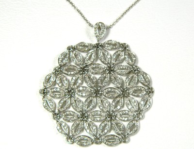 One of a Kind 1 ctw. Diamonds 14K White Gold Flexible 2''Dia Pendant 18'' necklace