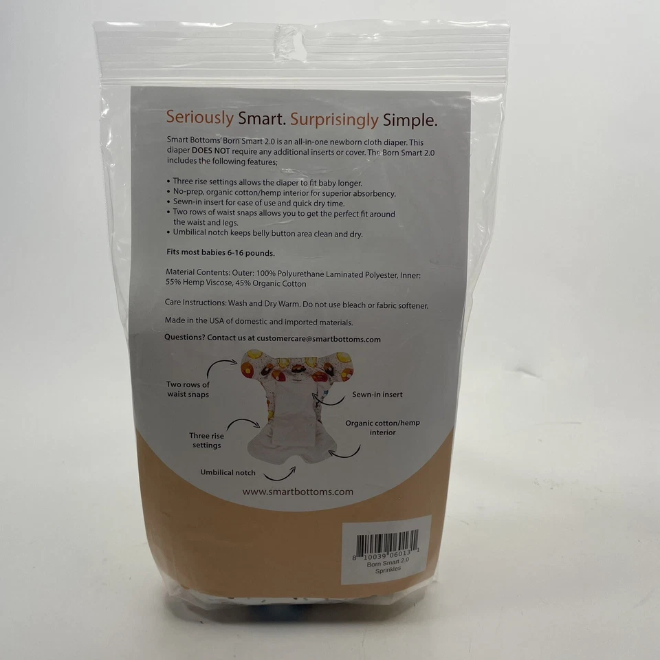Smart Bottoms Cloth Newborn Diaper (Sprinkles) - Image 4 of 4