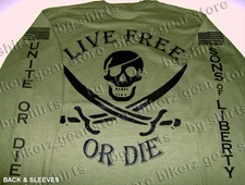 LIVE FREE OR DIE Navy Seals L/S T SHIRT SOCOM S-XL SOCOM Molon Labe 2A OD GREEN