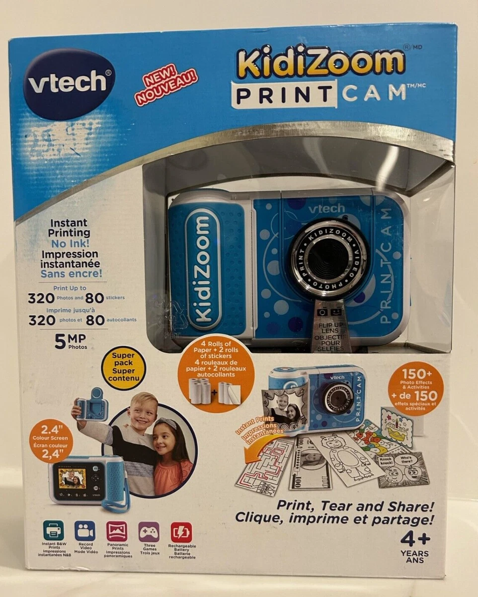 Vtech KidiZoom Print Cam Blue Camera Print-Tear-Share 150+ Photo Effects  New