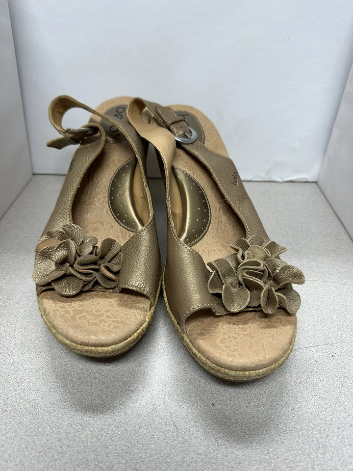 BOLO by Born Sandalia Sandalia Cuero Dorado con Cordones Punta abierta Zapatos TALLA 11 Foto 3 de 4