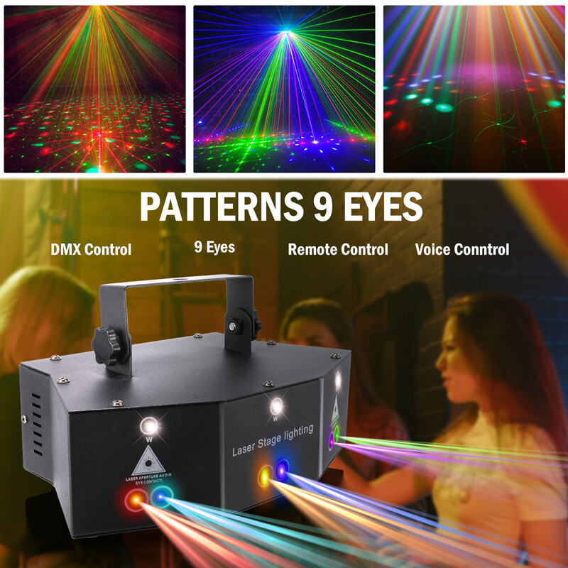 9Eye Strobe Lights DJ Disco Party Stage Light Laser Projector LED Show