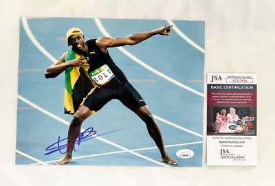 Usain Bolt Signed 8x10 Photo Olympics Gold JSA 4 COA