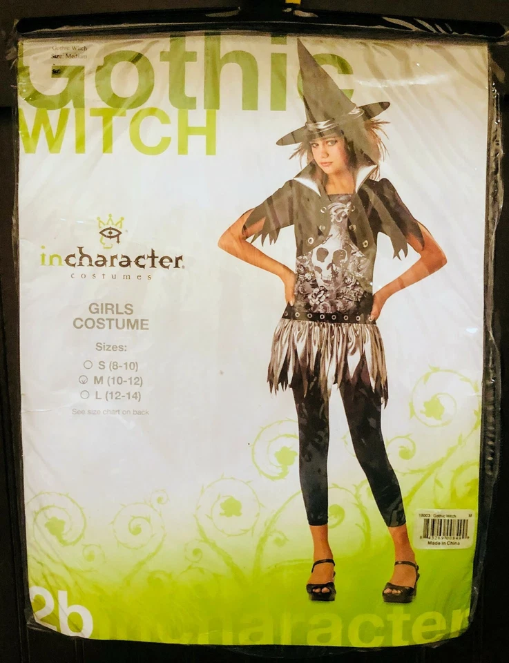 Disfraz de Bruja Gótica por InCharacter Niño Talla Mediana 10-12 Vestido Sombrero Leggings Foto 2 de 4