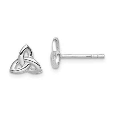 Sterling Silver Rhodium-plated Trinity Post Earrings