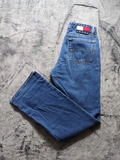 Vintage Tommy Hilfiger Hipster Flare Jeans Raw Hem Womens Size 7 Medium Wash Y2K