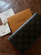 Louis Vuitton Monogram Eclipse Portefeuille Brazza N62665 Long Wallet Authentic