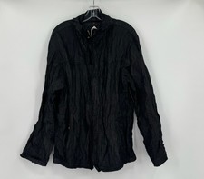 Iceberg Womens Black Cotton Metallic Zip Up/hook Loop Mock Neck Jacket Sz 50