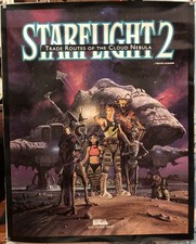 Vtg 1989 STARFLIGHT 2 Cloud Nebula POSTER Video Game Sci-fi Fantasy Aliens 24x30